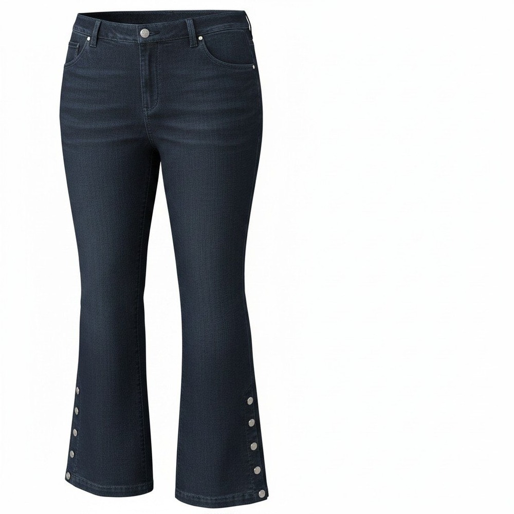 Anthology Bootcut Jeans Womens Size 24R Button‎ Accent Dark Wash Denim Stretch